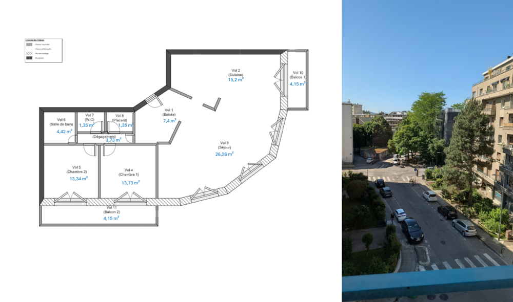 T3 86 m² - Climatisation - 2 balcons - Ascenseur