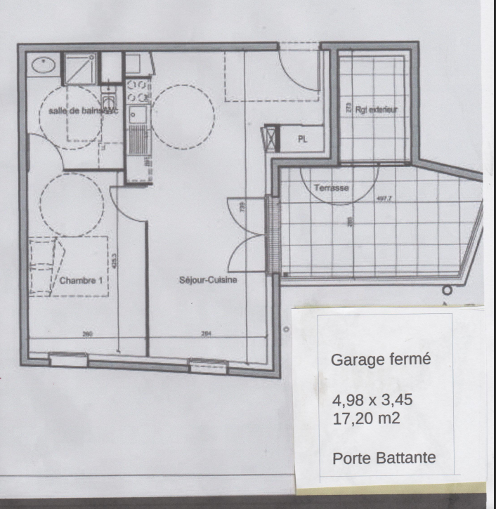 appartement T2 43m2 garage 17m2