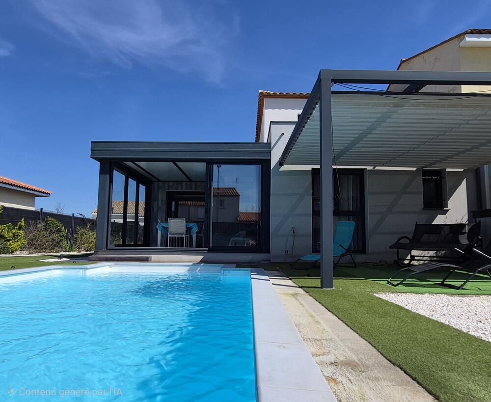 Maison avec piscine, R+1, 3 faces, 125m² sur terrain 461m²