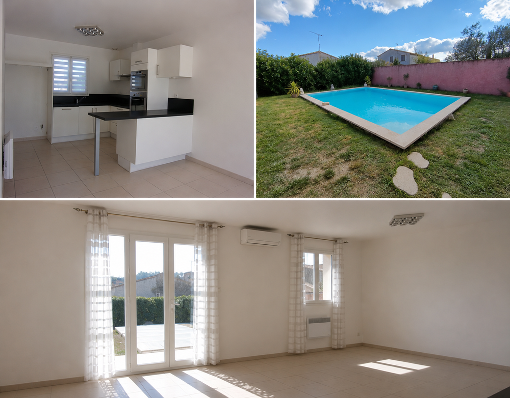 Maison avec piscine et garage entre particuliers