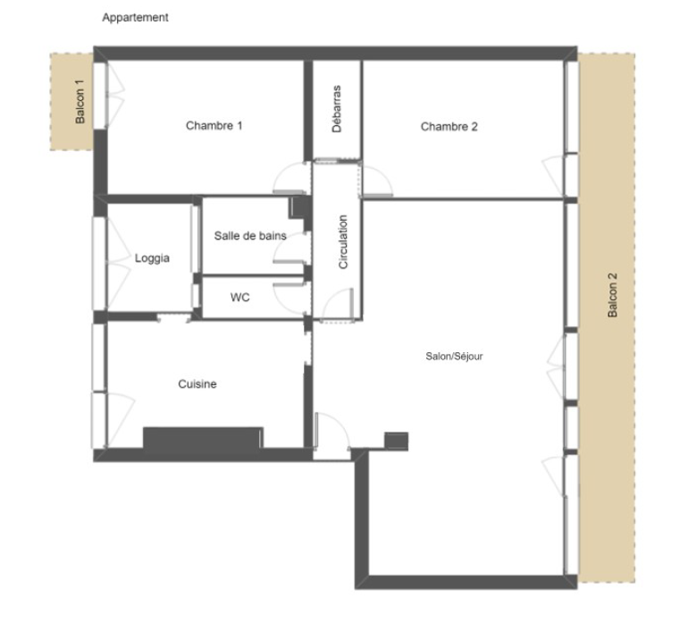 Appartement 4 pièces Cave Grenier PK s/sol - 81 m² - Angers