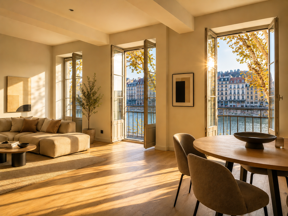 T4 - 101 m2 - Rénové - climatisé - Vue Saone - Quai