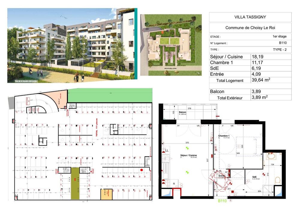 à€ppartement F2 de 43,53 m² avec balcon et parking
