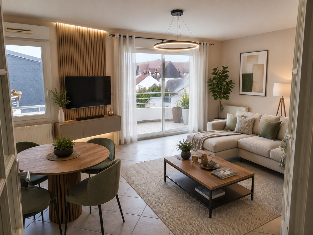 OUISTREHAM F2 3 eme et dernier etage 58 m2 ascensour parking