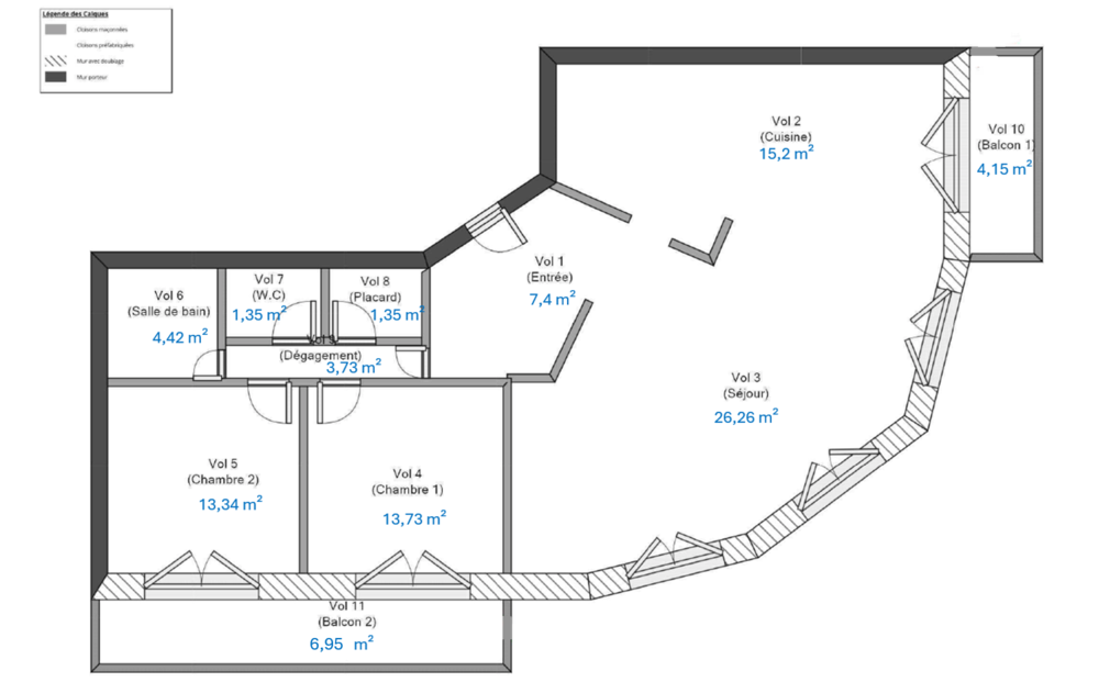 T3 86 m² - Climatisation - 2 balcons - Ascenseur