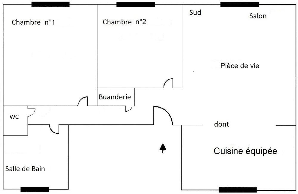 Appartement 3 pièces 52 m² avec terrasse-jardinet commune