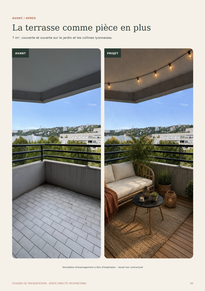 T3 lumineux - terrasse et balcon - Lyon 2 Confluence - 61m2