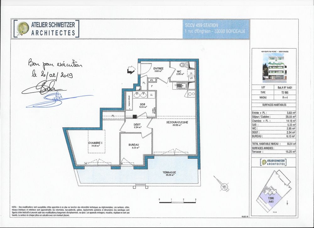 Appartement T2 bis avec chambre et bureau? 55 m² + Terrasse
