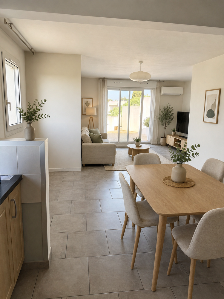 Appartement F5, traversant, dernier étage, terrasse, garage.