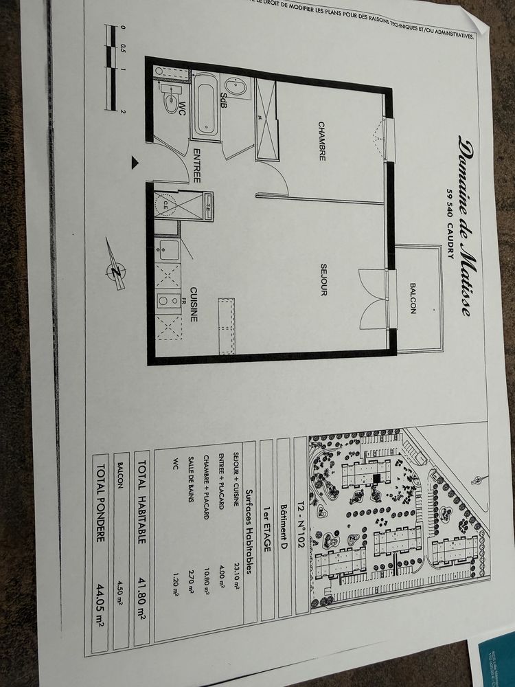 APPARTEMENT 1ER ETAGE DE 42 M2 AVEC UNE CHAMBRE