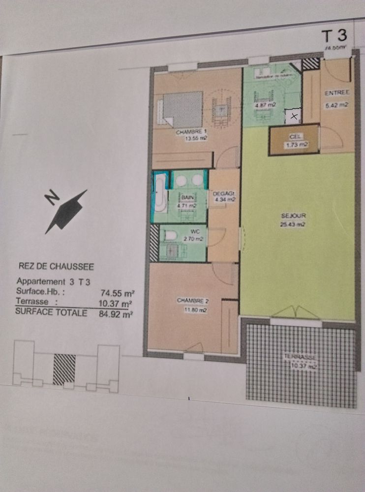 Appartement T3 récent 75m² avec terrasse - Pau Centre