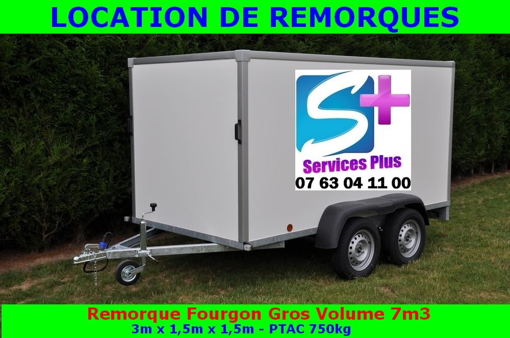   Location remorque fourgon PTAC 750 Kg 