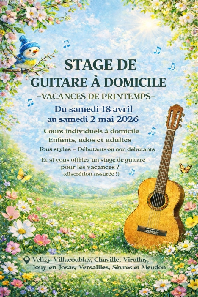 STAGES DE GUITARE PRINTEMPS 26
DU 18/04/26 au 02/05//26 0 78140 V�lizy-villacoublay