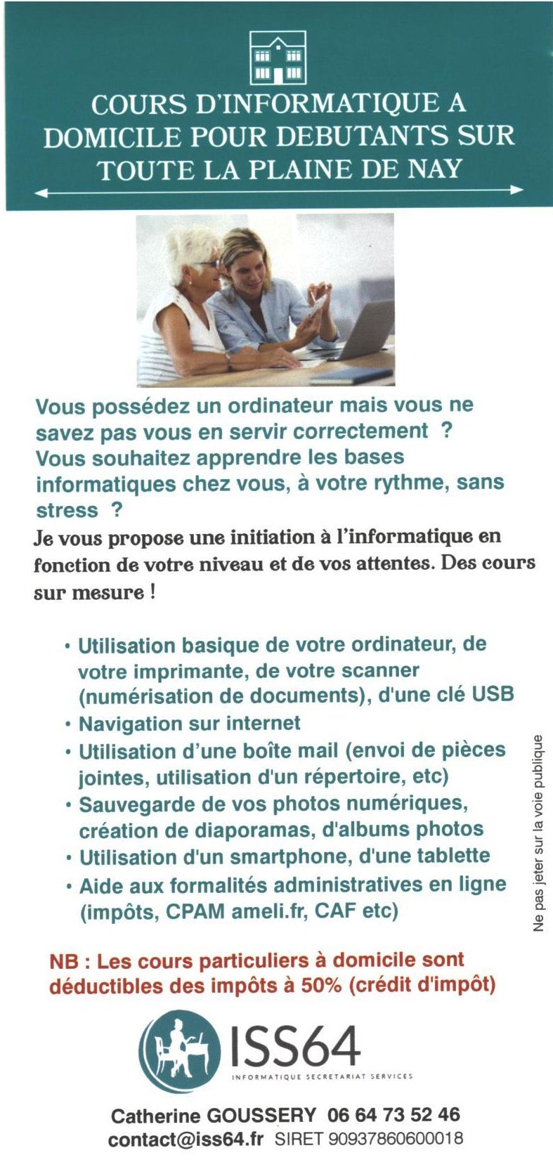 Initiation &agrave; l'informatique pour seniors &agrave; domicile 0 64530 Pontacq