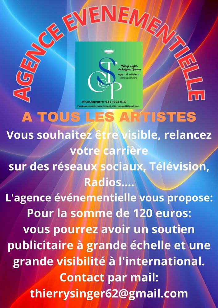 Les artistes qui veulent passer &agrave; une t&eacute;l&eacute; internationale. 0 78700 Conflans-sainte-honorine