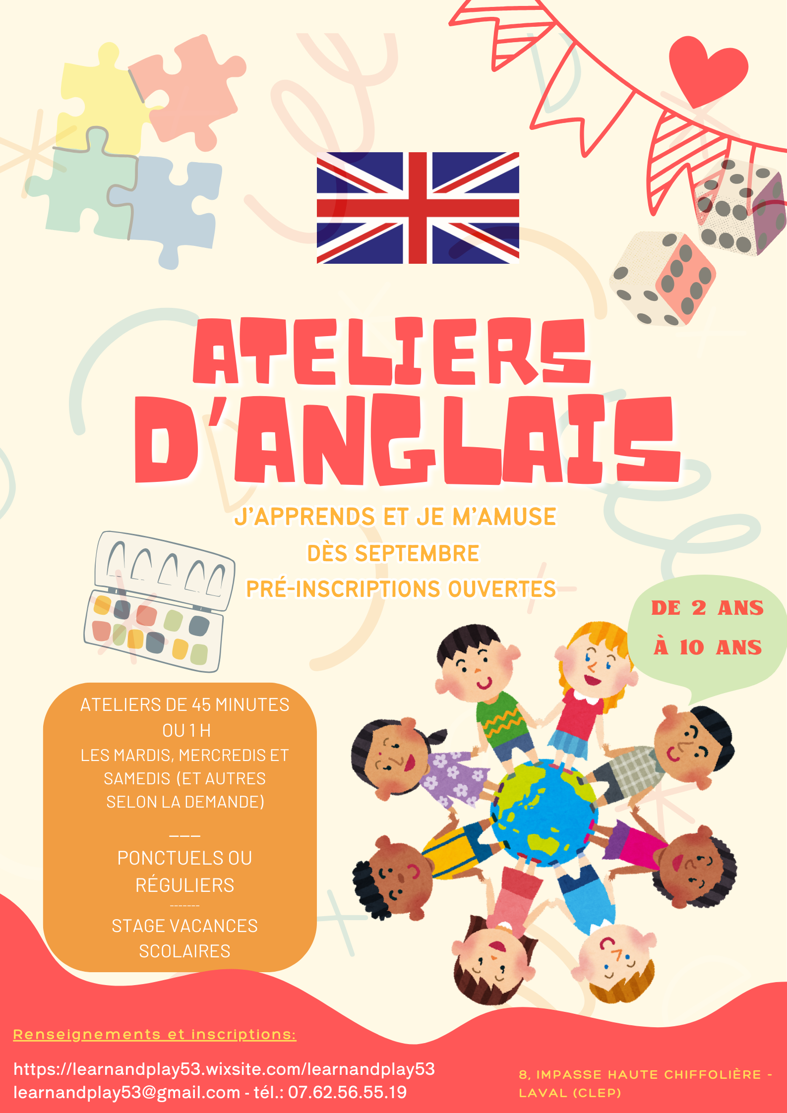 ACTIVITES LUDIQUES EN ANGLAIS  POUR ENFANTS A LAVAL 53 0 53000 Laval