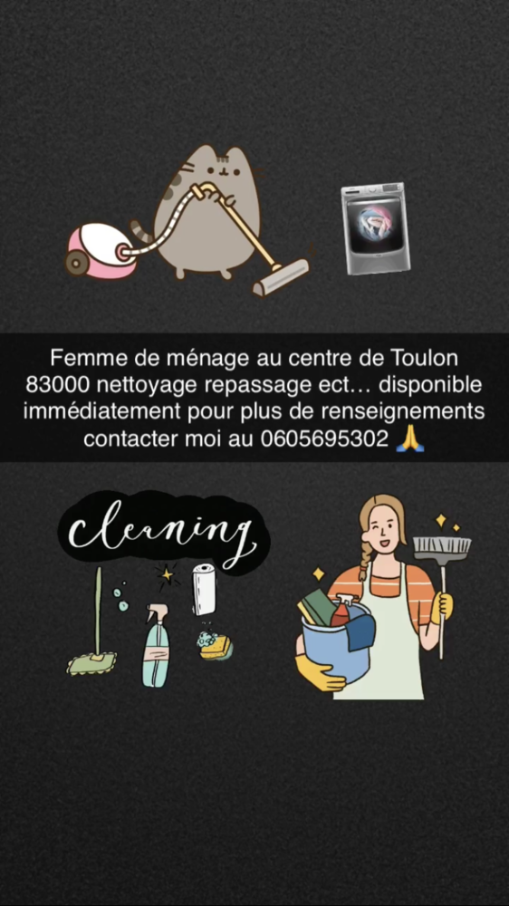 Femme de m&eacute;nage disponible imm&eacute;diatement 0 83000 Toulon