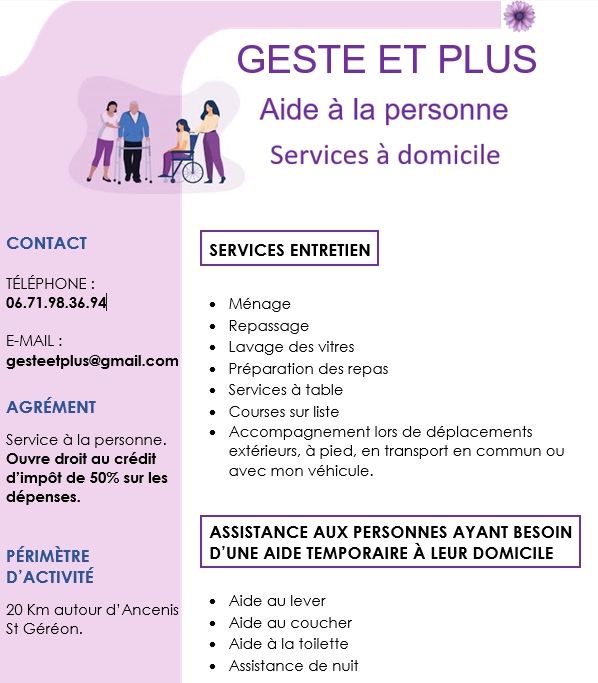 Aide &agrave; la personne &acirc;g&eacute;e 0 44150 Ancenis