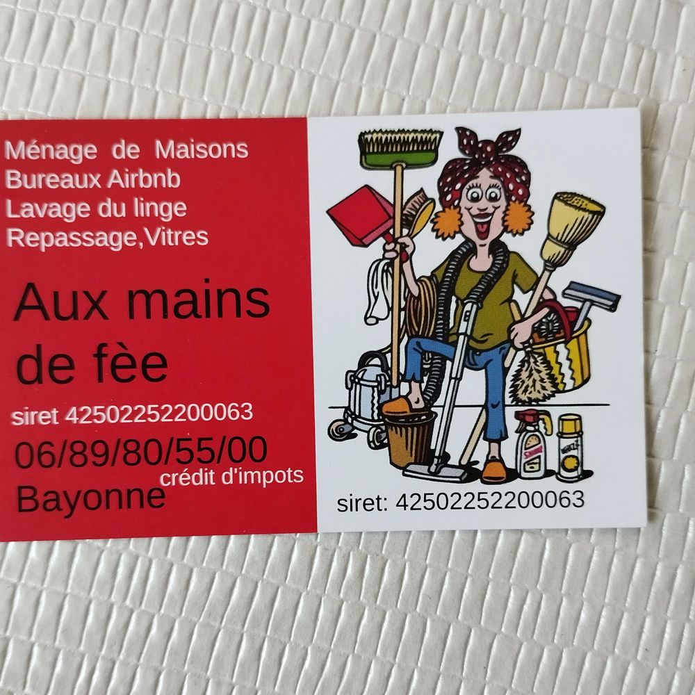 Aide m&eacute;nag&egrave;re exp&eacute;riment&eacute;e  .gros nettoyage .conciergerie .
0 64100 Bayonne