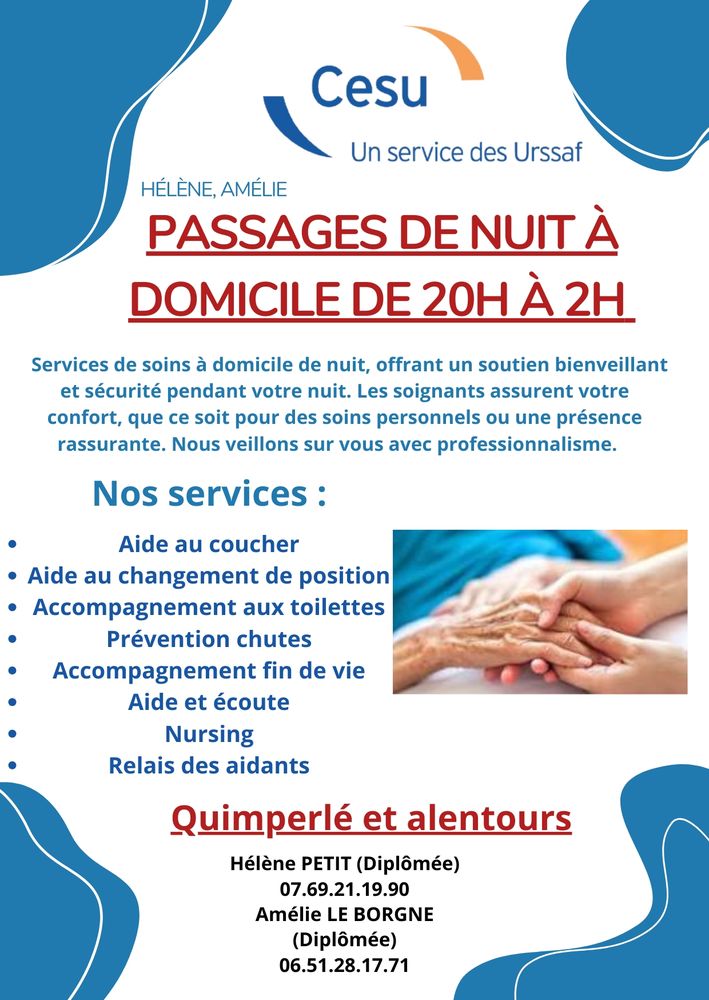Aide &agrave; domicile de nuit 0 29300 Quimperl�