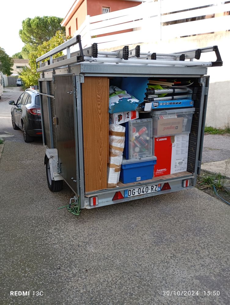 Remorque fourgon 4 m3 pour demenagement et transport 0 34660 Cournonterral