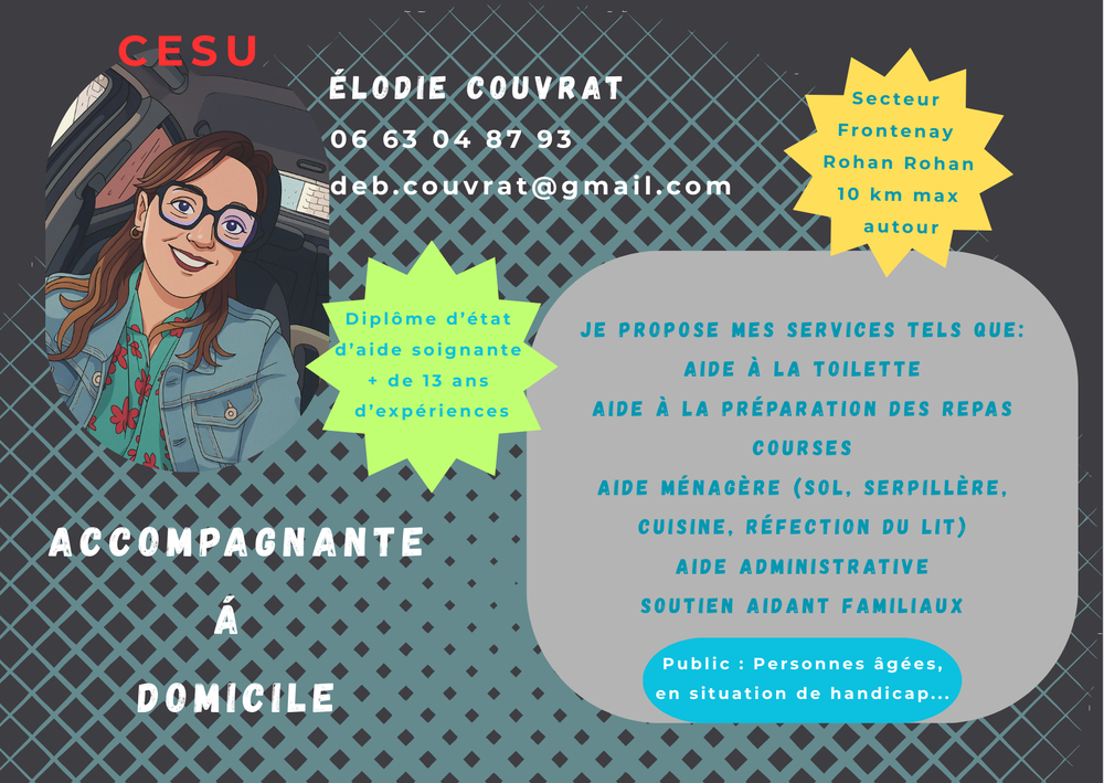 Accompagnante &agrave; domicile (Dipl&ocirc;me d'&eacute;tat d'Aide Soignante) 0 79270 Frontenay-rohan-rohan
