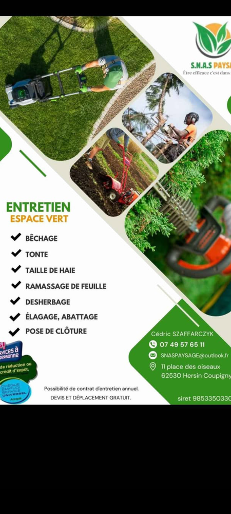 Jardinage, pose de cl&ocirc;ture et petit travaux d'int&eacute;rieur 0 62530 Hersin-coupigny