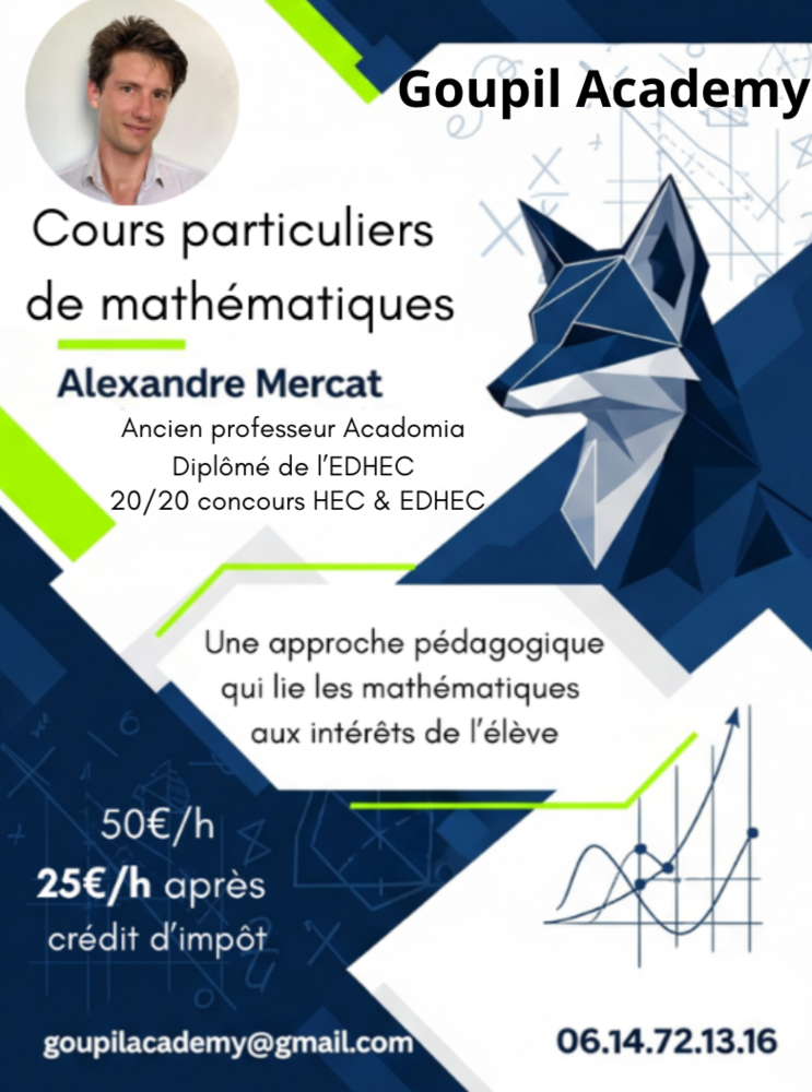 Cours de math&eacute;matiques Prof Acadomia, 20/20 au concours HEC 0 13100 Aix-en-provence