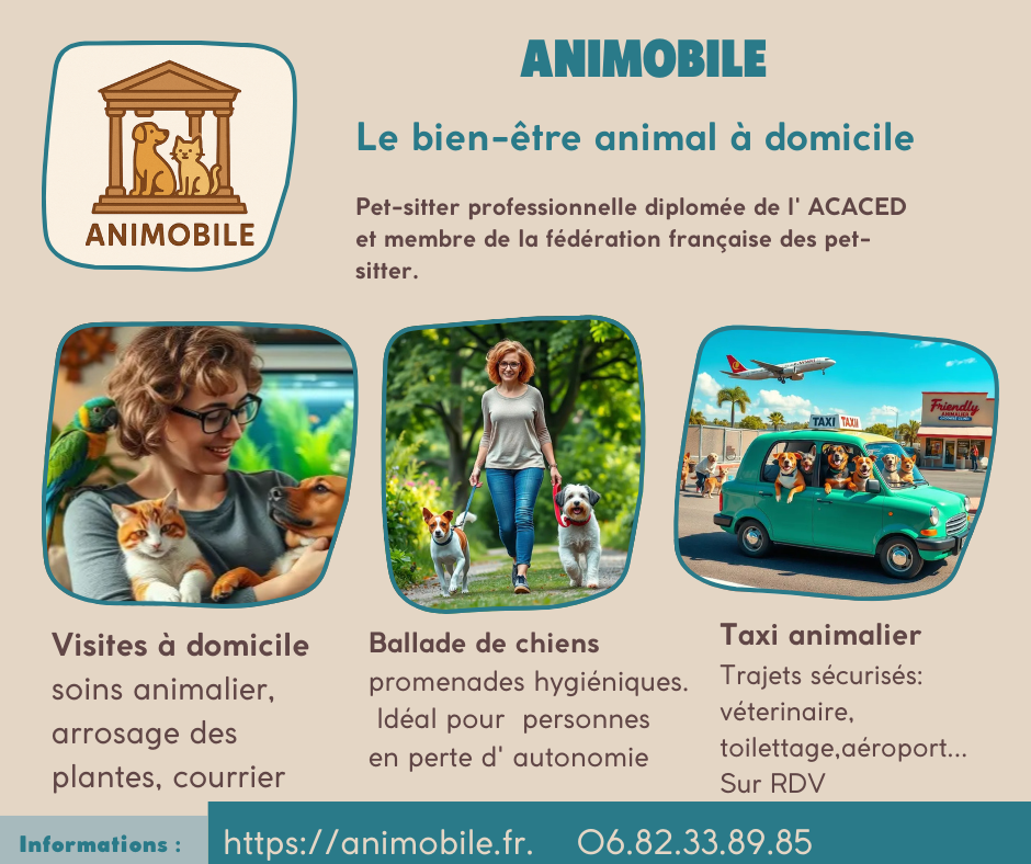 Visites &agrave; domicile, promenade de chiens et taxi animalier
0 30900 Nimes