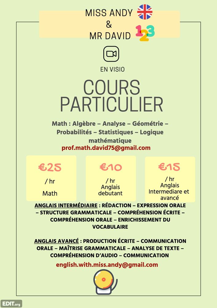 Cours d'anglais pour d&eacute;butants en Visio 0 75018 Paris