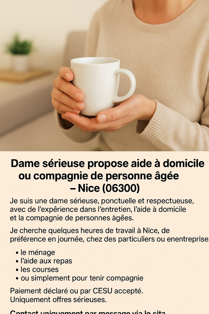 Dame de compagnie 0 06300 Nice