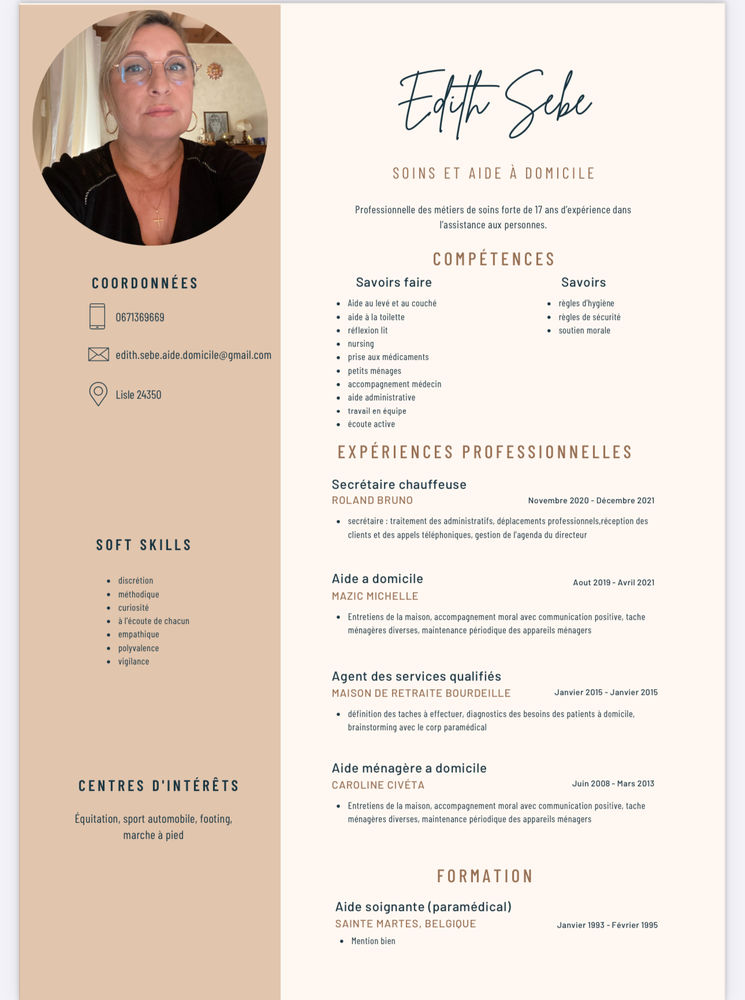 Aide &agrave; domicile dans tout les gestes de la vie quotidienne 0 24350 Lisle