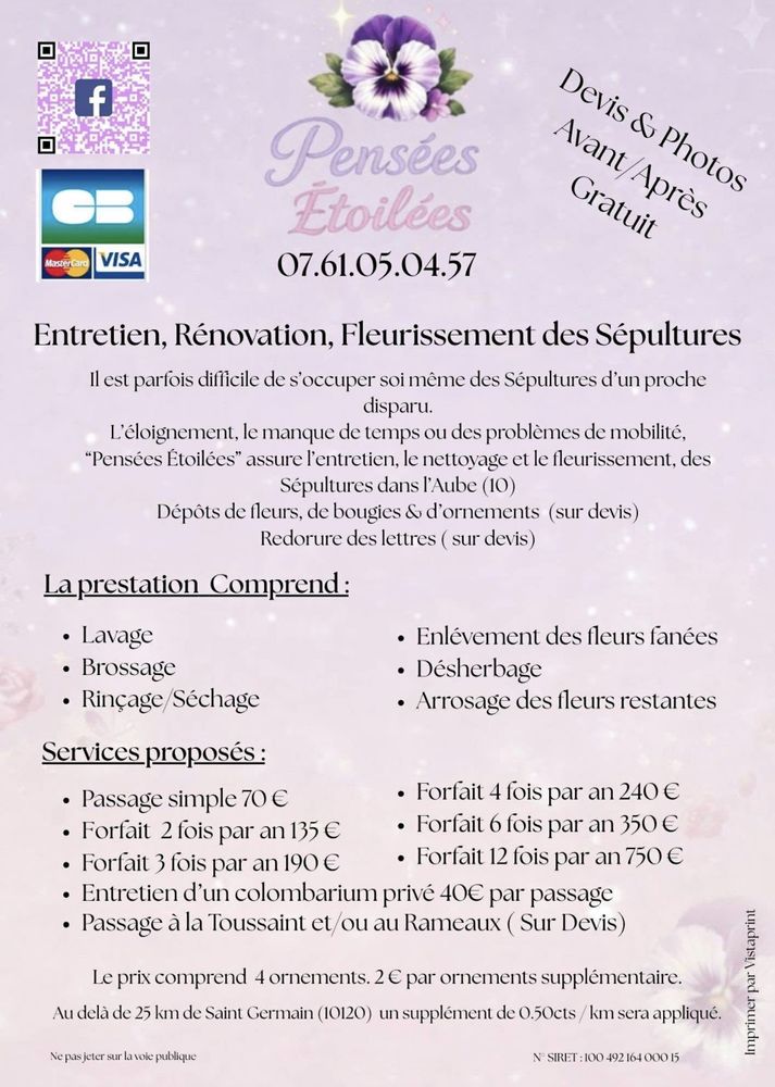 Entretien,r&eacute;novation et fleurissement de s&eacute;pulture 0 10120 Saint-germain