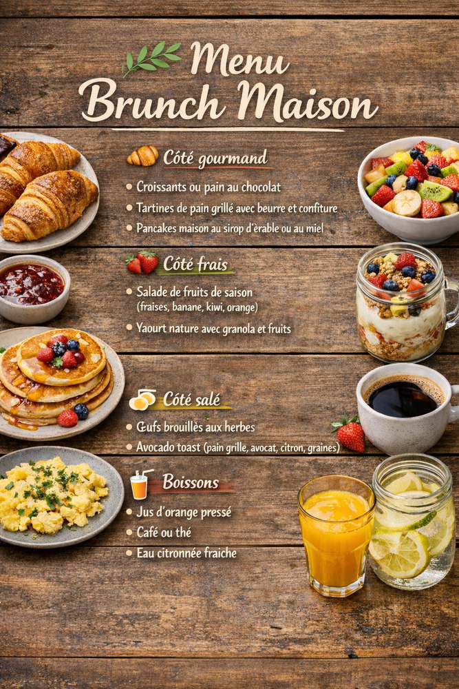 Bonjour 
Je propose des brunchs &agrave; domicile 0 83150 Bandol