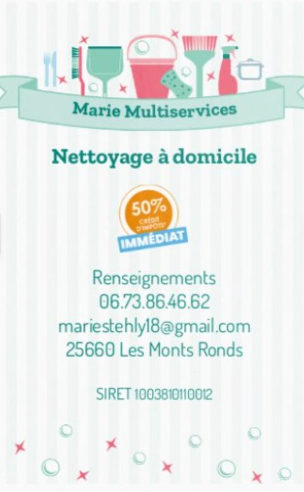 Nettoyage &agrave; domicile 
0 25660 M�rey-sous-montrond