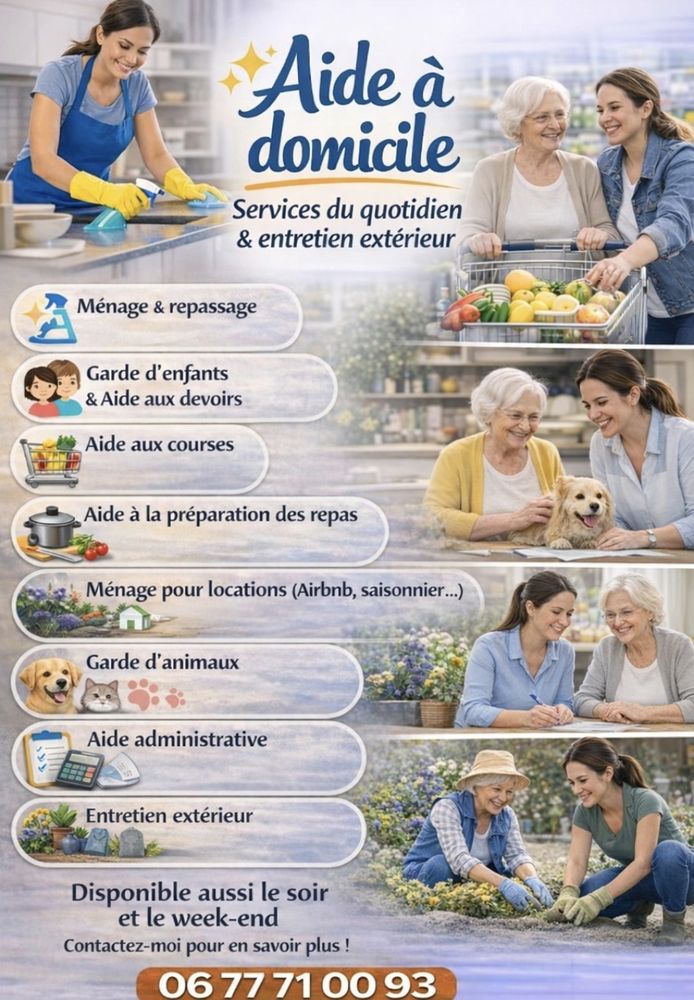 AIDE &Agrave; DOMICILE FOIX ? M&eacute;nage Airbnb, courses, animaux.... 0 09000 Foix