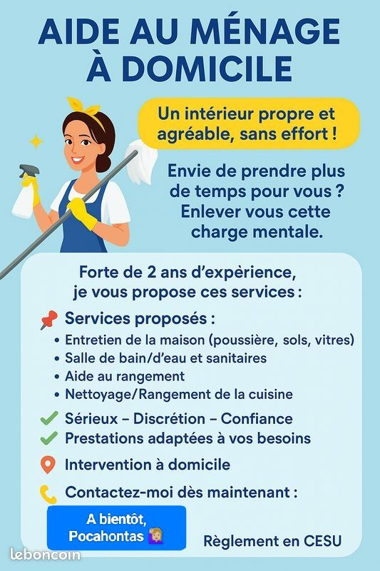 Aide m&eacute;nag&egrave;re 0 63000 Clermont-ferrand