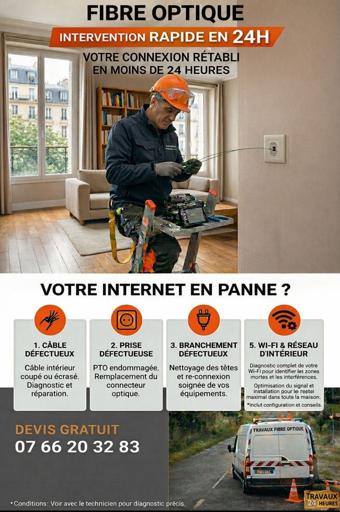 Depannage internet fibre optique 0 75001 Paris