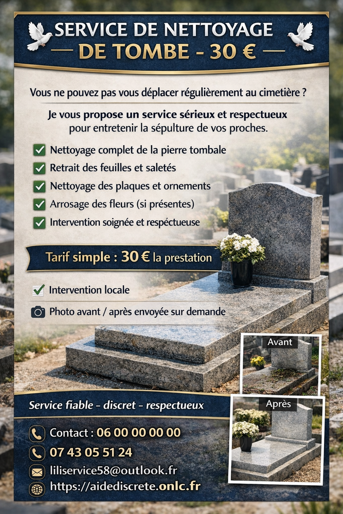 Nettoyage et entretien de vos s&eacute;pultures 0 58000 Challuy