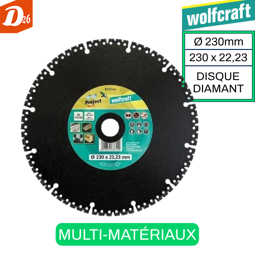 Wolfcraft Disque Diamant Multi-Mat&eacute;riaux &Oslash;230x22,23mm 56 26290 Les granges-gontardes
