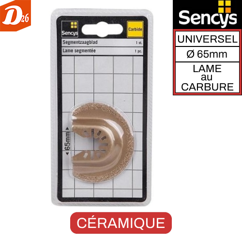 SENCYS Lame de scie Segment au CARBURE Multi-mat&eacute;riaux 65mm 9 26290 Les granges-gontardes