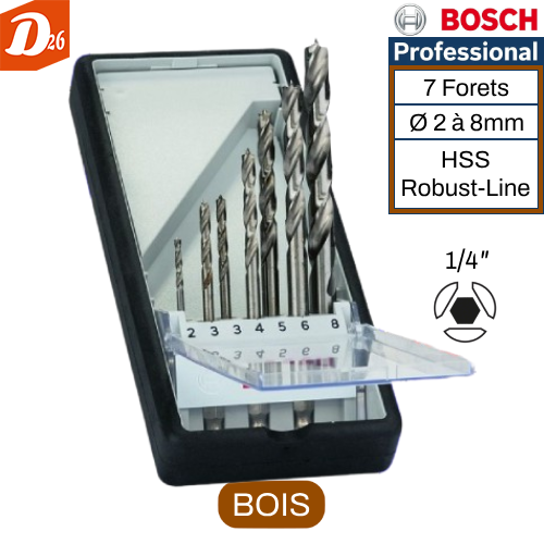 Coffret 7 forets HSS Robust Line Fixation Hexagonal Bois 16 26290 Les granges-gontardes