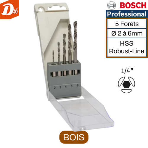 Coffret 5 forets HSS Robust-Line Fixation Hexagonal 11 26290 Les granges-gontardes