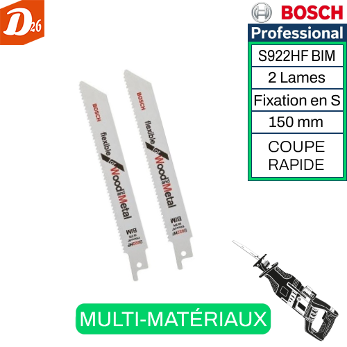 2 lames Scie Sabre MULTI-MAT&Eacute;RIAUX sp&eacute;ciale Bois avec Clous 6 26290 Les granges-gontardes