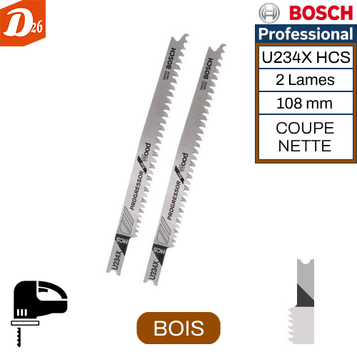 2 lames BOSCH Scie Sauteuse Fixation en U BOIS Mince &Eacute;pais 5 26290 Les granges-gontardes