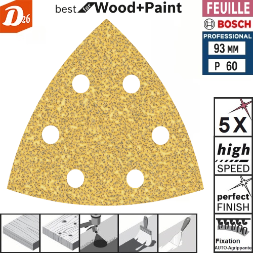 5 Disques abrasifs BOSCH C470 6 Trous 93mm Grain G60 P60 2 26290 Les granges-gontardes