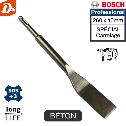 Burin Plat BOSCH SDS-plus-3 LONGUE VIE pour Carrelage 18 26290 Les granges-gontardes