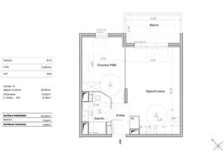  Appartement � vendre 2 pi�ces 43 m�