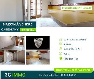 Maison � vendre 3 pi�ces 63 m�