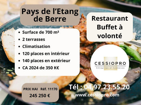 RESTAURANT BUFFET A VOLONTE   TRES GRANDE CAPACITE   700M2 AVEC DEUX TERRASSES 245250 13220 Chateauneuf les martigues